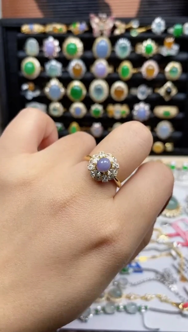 银S925镶嵌戒指翡翠8756