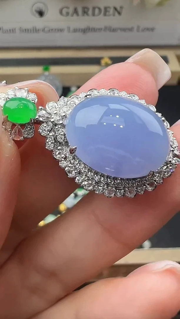 吊坠(不含链)18K金镶嵌翡翠勿拍