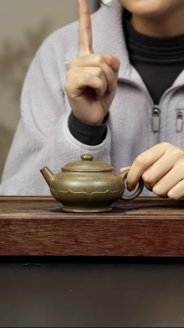 紫砂茶壶蟹壳青柴烧 梵莲巨轮
