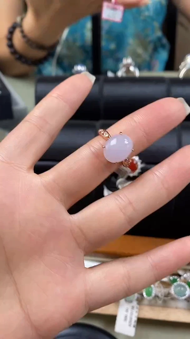 翡翠戒指银S925镀金镶嵌1155
