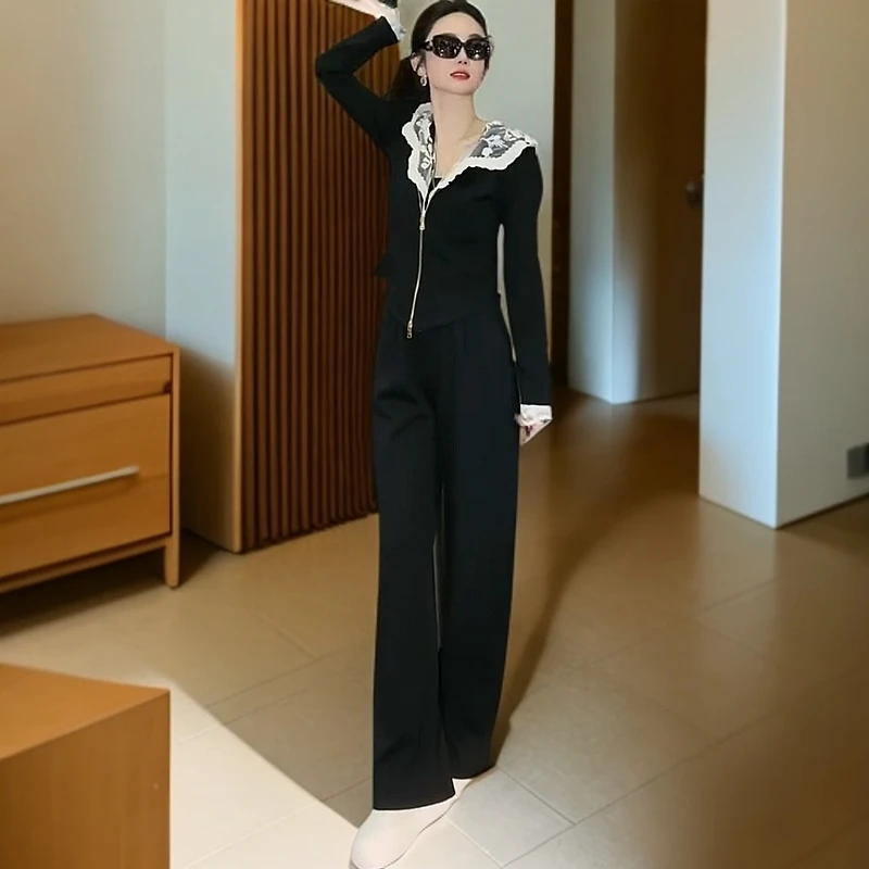 2025-早春时尚洋气减龄显瘦双帽对襟拉链女士休闲套装