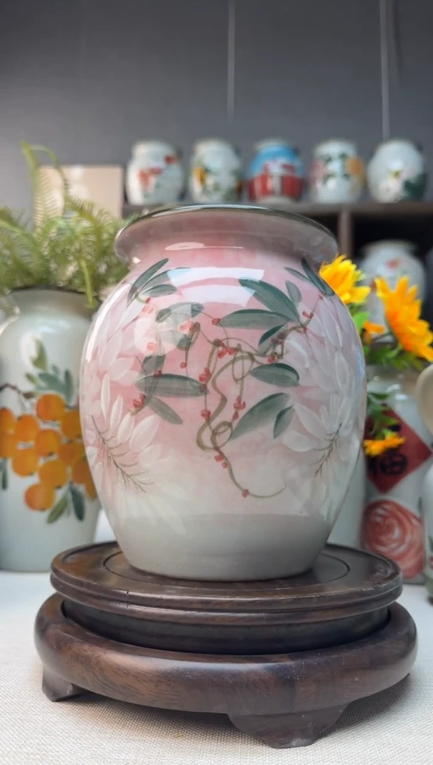 【闪购商品】瓶景德镇手绘陶瓷花瓶无孔高18口13左右