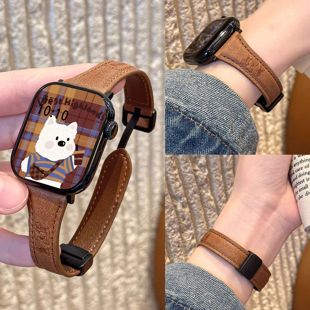 适用小米手环9pro表带卡通小狗小蛮腰皮腕带红米watch6秋冬配件