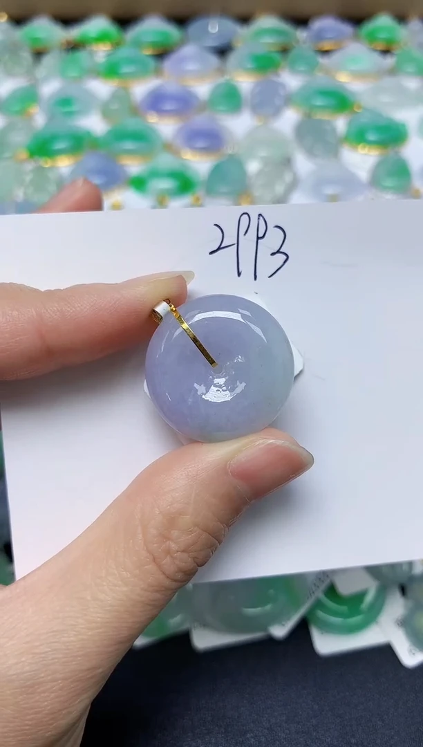 翡翠18K金镶嵌颈饰天然缅甸翡翠A货