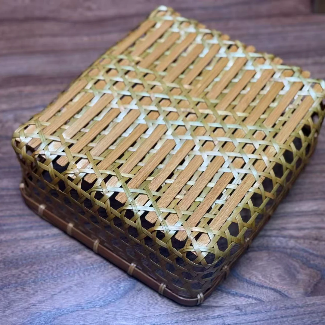 风纯色编织果篮茶盘镂空收纳篮   孤