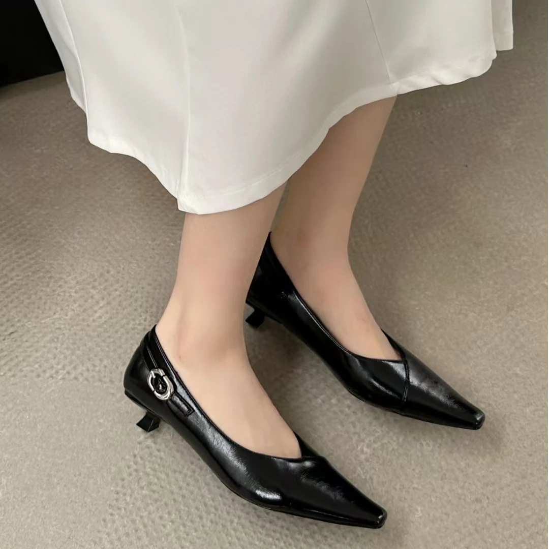 气质细跟浅口玛丽珍鞋女2025新款复古百搭简约单鞋JCL 12041