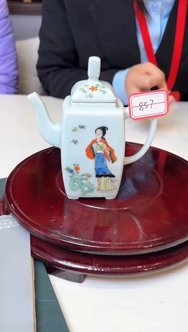 【闪购商品】壶古彩仕女四方茶壶857