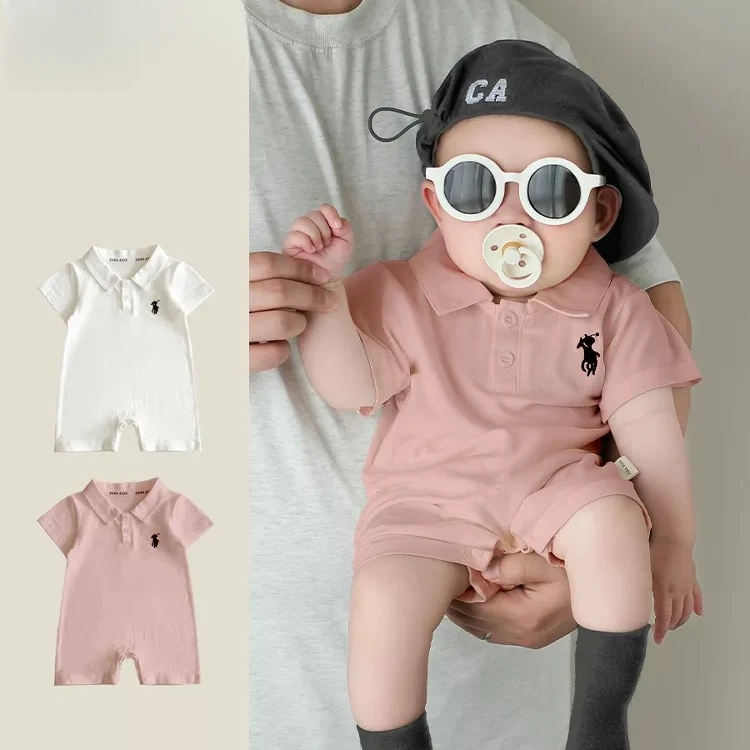 男女宝宝夏装衣服婴儿polo衫夏季短袖帅气哈衣夏天外出爬服