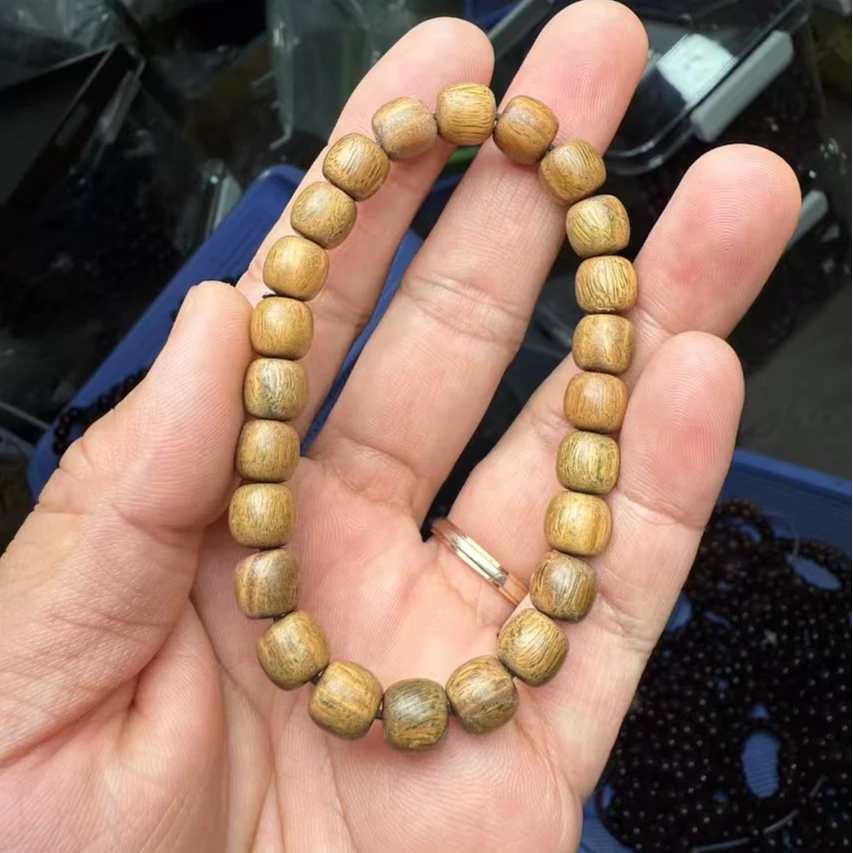 【伽】9mm精工老型珠绿檀玉檀香单圈手串