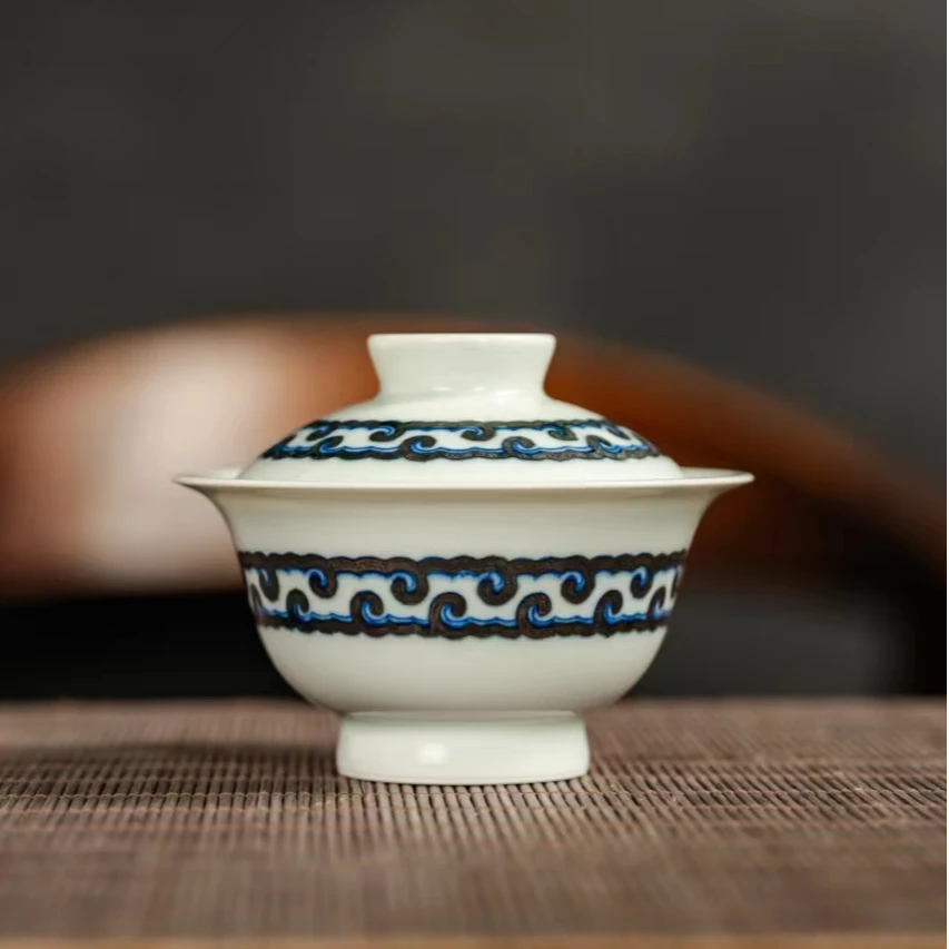 【瑶瑶甄选】觉山隐窑松竹梅小盖碗高端精工手绘景德镇陶瓷盖碗