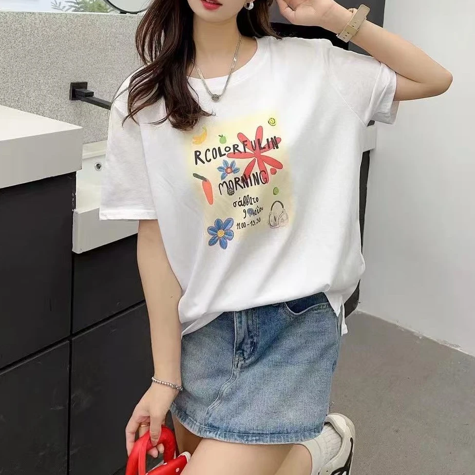 【静姐家】702-2夏季印花宽松女短袖T恤