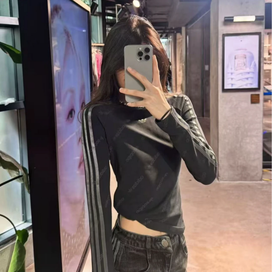 XPAdidas三叶草TIGHT TEE LS运动 修身 百搭满印长袖T恤 KS6109