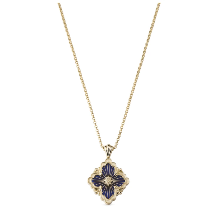 99新 BUCCELLATI/布契拉提 18k金布契拉提 蓝珐琅 吊坠 项链 大号