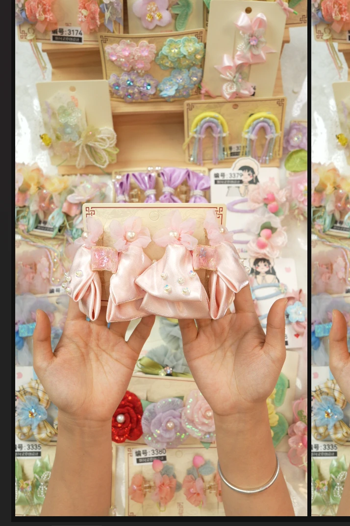 饰阿梁3402 粉色爱丽丝蝴蝶结后压抓夹头饰小女孩发饰可爱