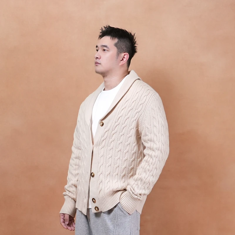 马丁叔叔 秋冬新款高级感纹理深v领纽扣针织毛衣