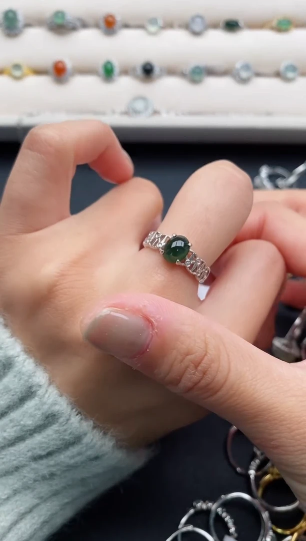 银S925镶嵌戒指翡翠11111111+3