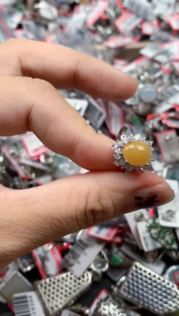 银S925镶嵌戒指翡翠天然A货缅甸翡翠