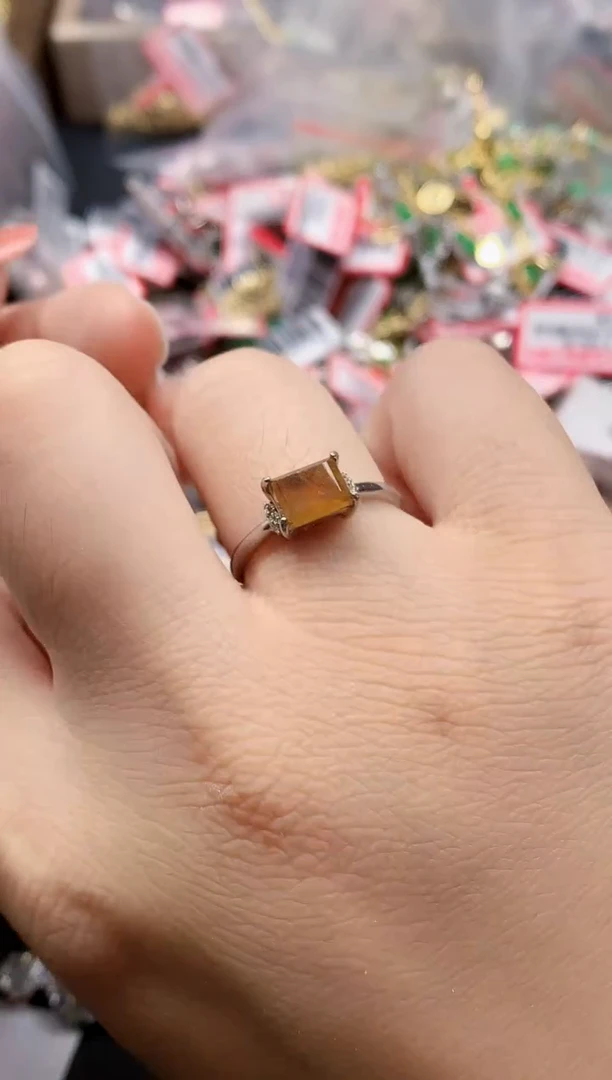 银S925镶嵌戒指翡翠天然A货缅甸翡翠