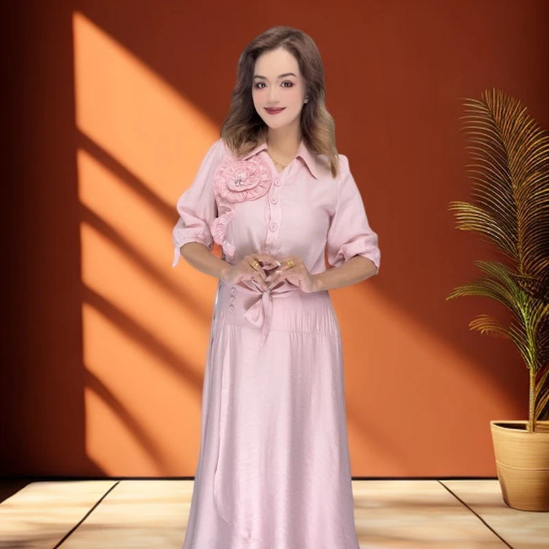 法式气质复古设计师绣花两件套套装2538