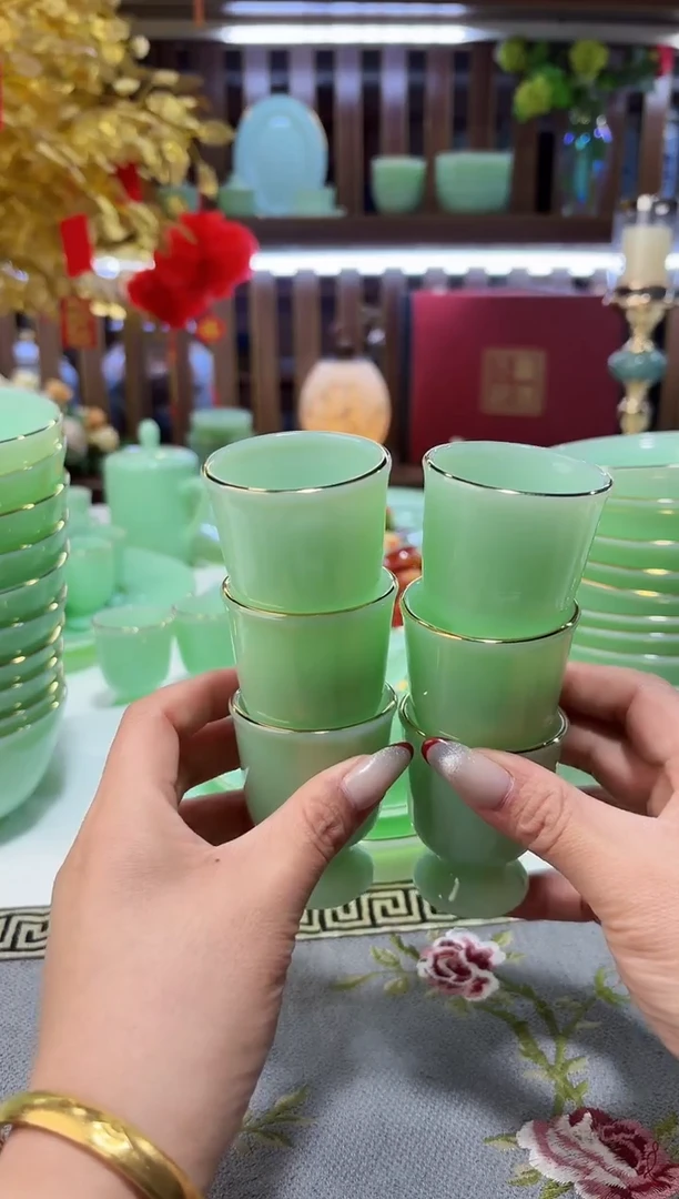 玉瓷高足酒杯6只酒具