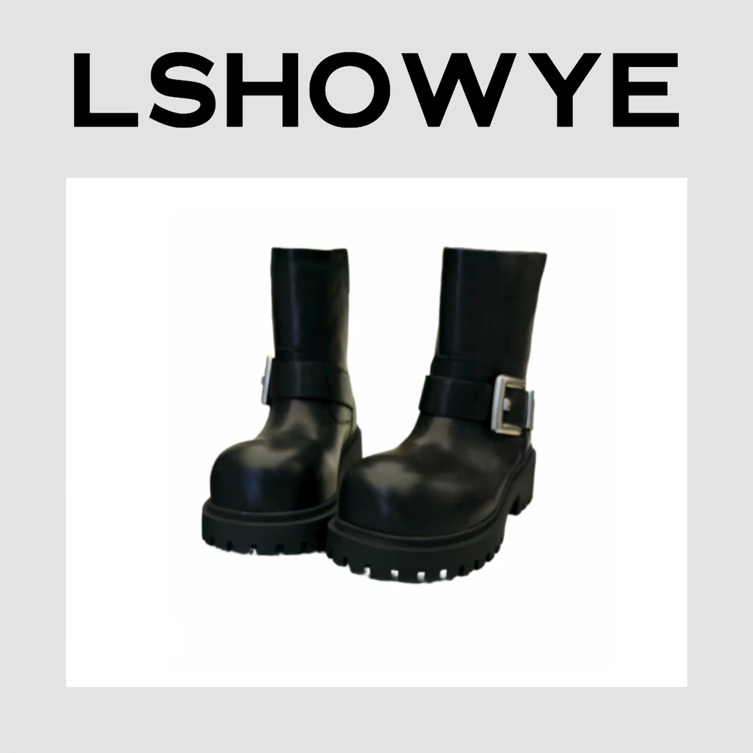 LSHOWYE｜胎小牛皮大头短靴 215-7