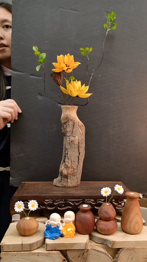 木实木花瓶含一套