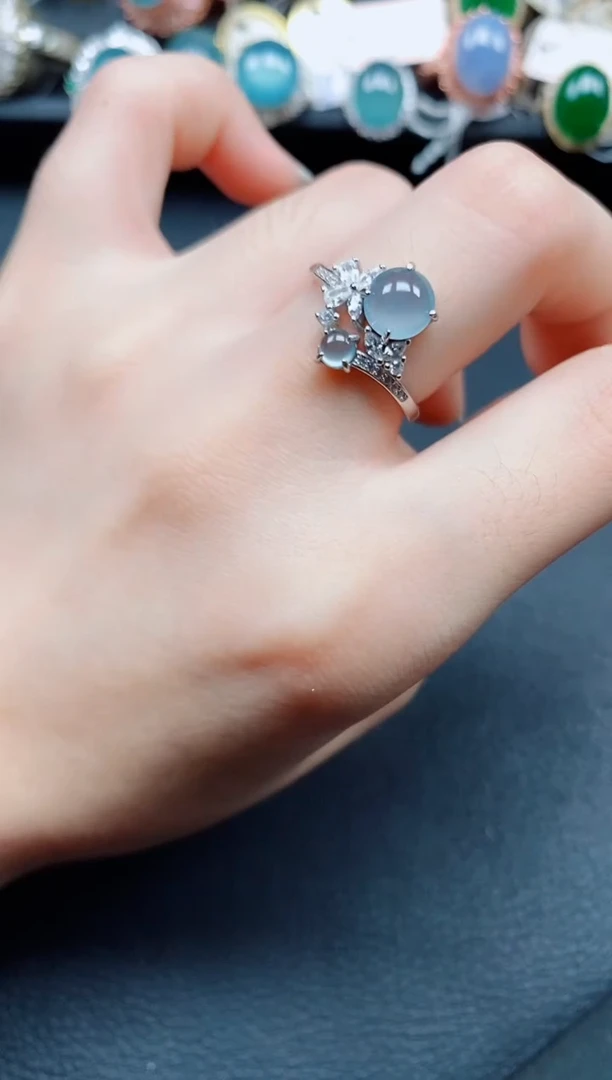 银S925镶嵌戒指翡翠翡翠