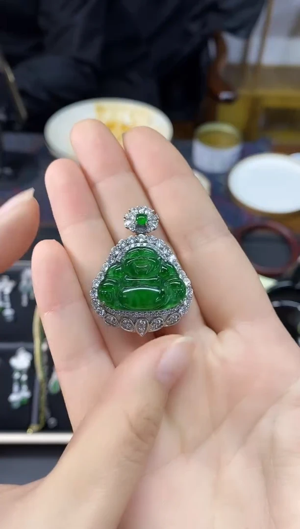 吊坠(不含链)银S925镶嵌翡翠爱*大佛公