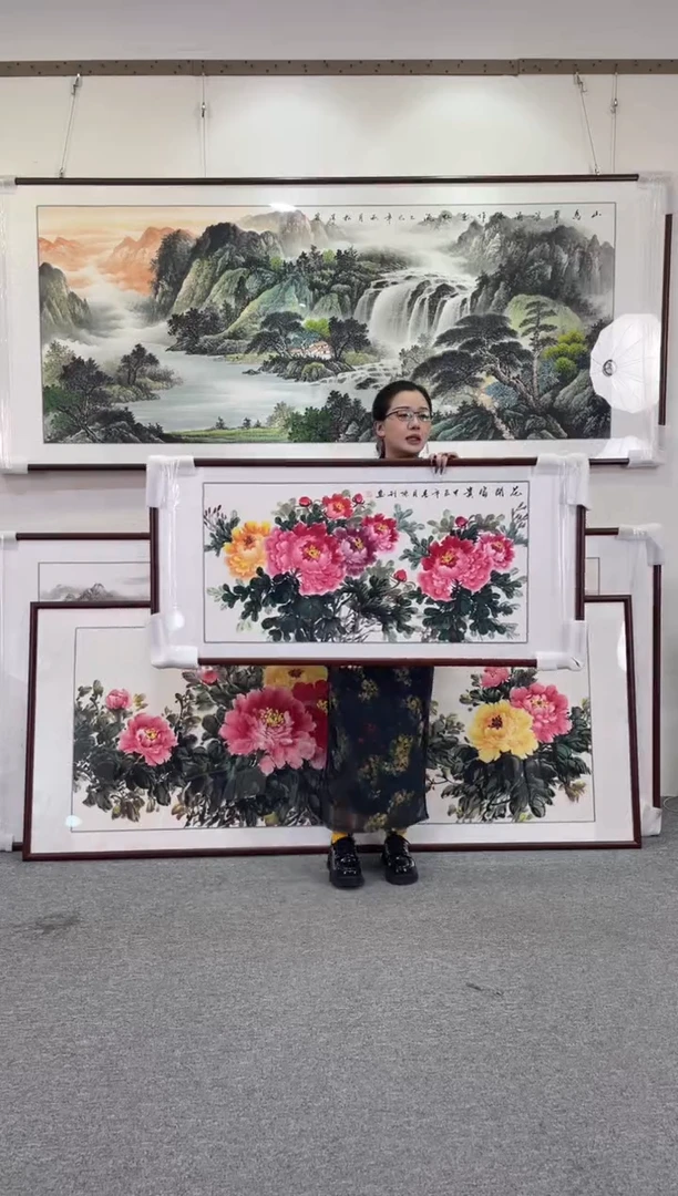 国画花开富贵130*62纯手绘国画