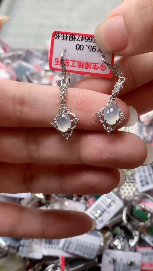 银S925镶嵌戒指翡翠天然A货缅甸翡翠