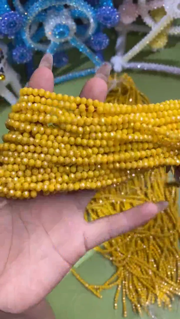 玻璃1578卡4水晶扁20条AB彩金黄