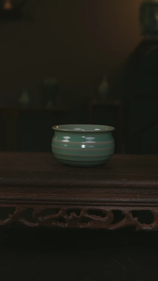 【闪购商品】其他仿古手工炫纹杯  青绿