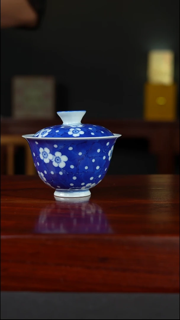 祖传窑  真柴窑传承400年冰满梅二才盖碗