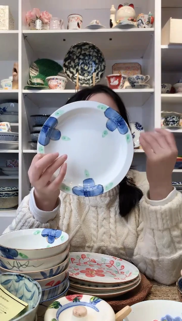 陶瓷手绘兰花圆盘18cm