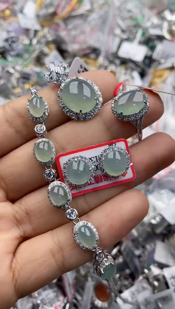 银S925镶嵌戒指翡翠2222---2