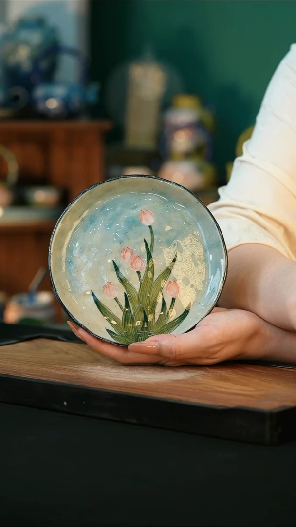 杯手绘心瓷陶瓷浮力微瑕介意勿拍