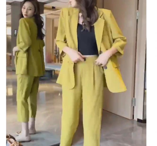 2025春季新款网红同款洋气减龄气质西装外套裤子两件套套装xiu
