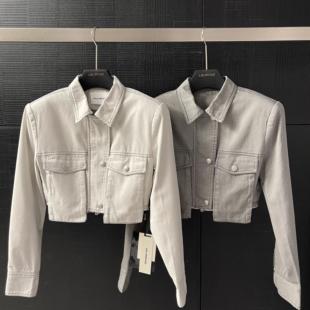 【Q-俏俏】设计师高定短款牛仔外套3365