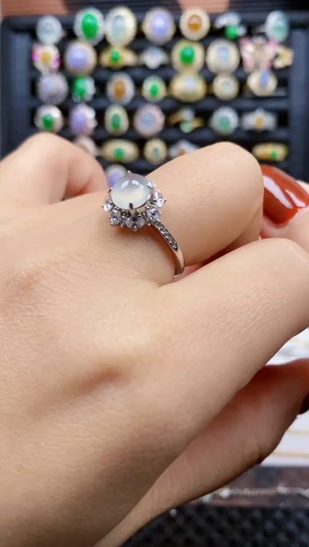 银S925镶嵌戒指翡翠96