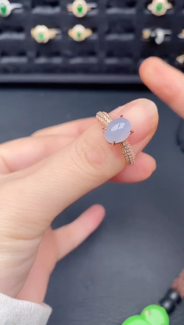 银S925镶嵌戒指翡翠天然a货翡翠129