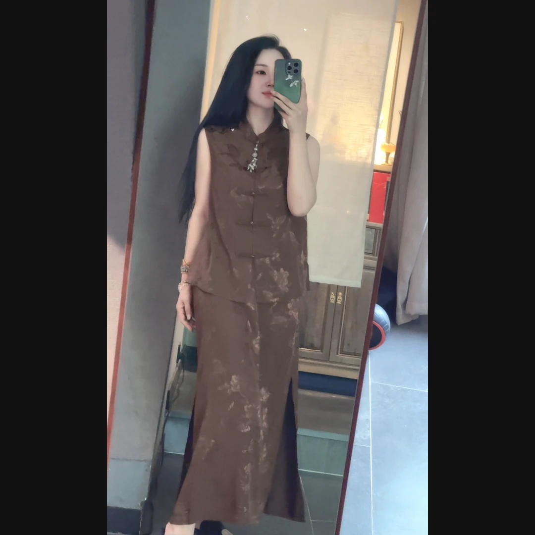 东方大美 芳华设计新中式复古提花套装国风百搭包裙套装FH-B046