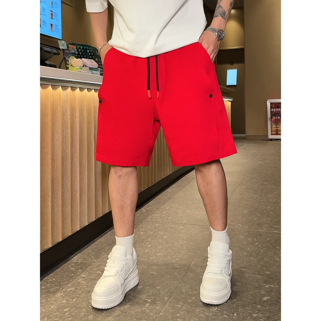 【语乐3店】542不褪色拼网透气短裤夏季薄款牛仔短裤直筒中裤