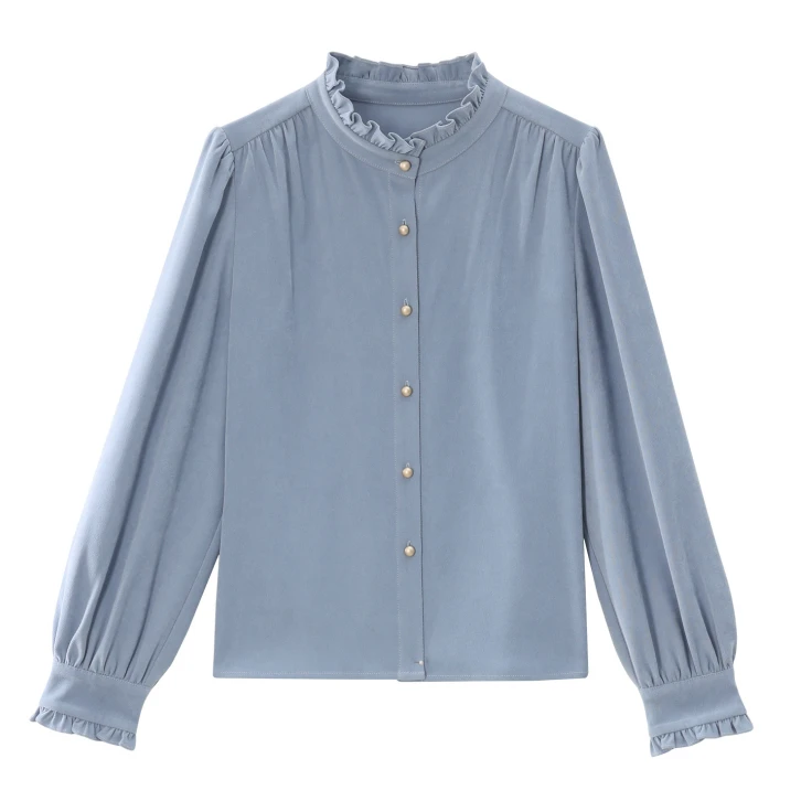 【鹿屿庄】女士衬衫上衣秋冬加厚内搭长袖50056-1