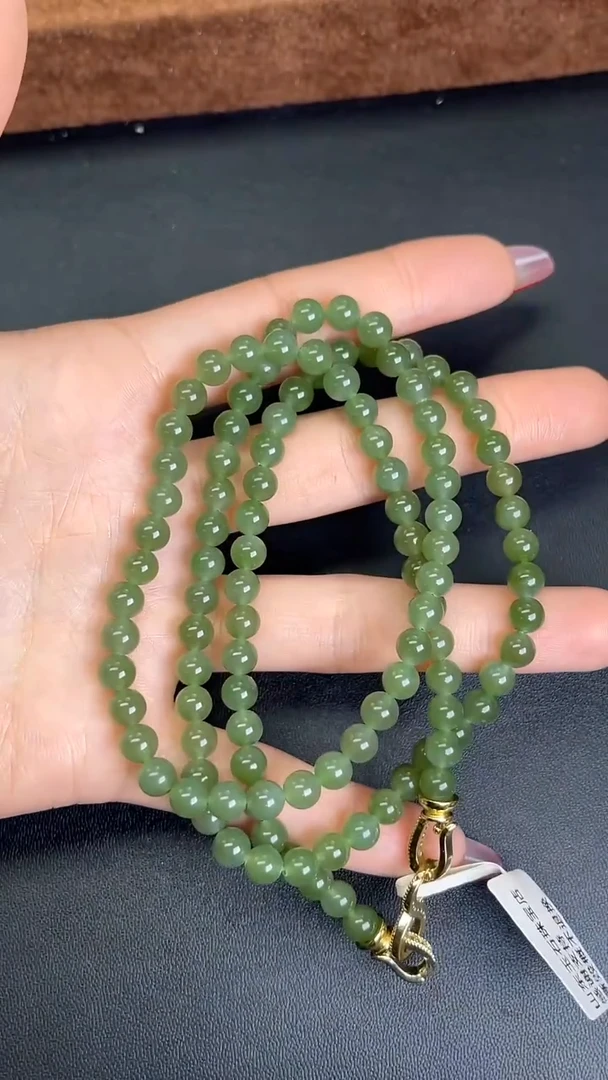颈饰未镶嵌和田玉俄碧108颗卡6mm项链#705086