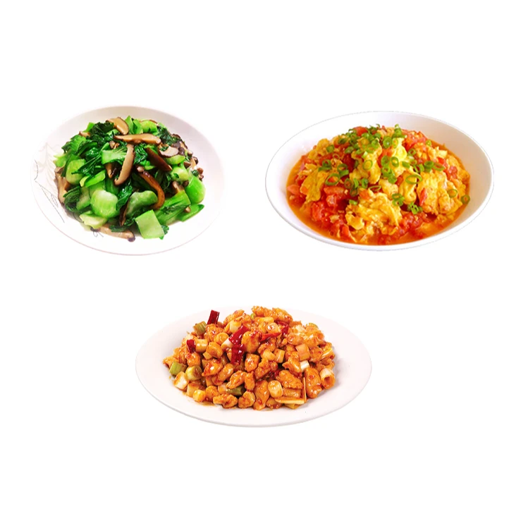 宫爆鸡丁+香菇油菜+西红柿炒鸡蛋半成品菜