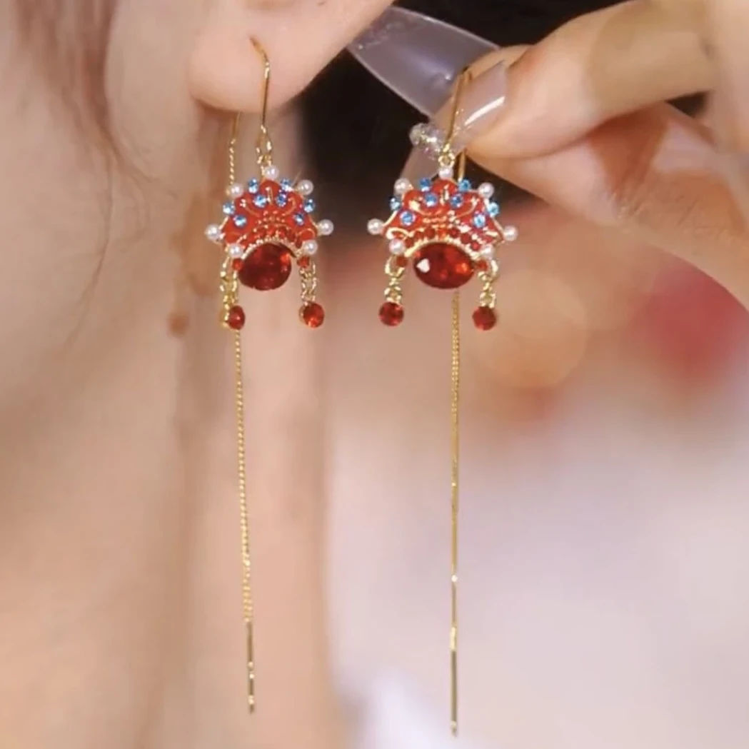 铜合金合成锆石耳饰 「脸谱」高级感网红气质时尚轻奢百搭耳环