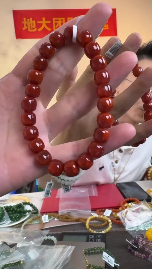 南红玛瑙手串未镶嵌约8*9mm-南红南红老型珠单圈