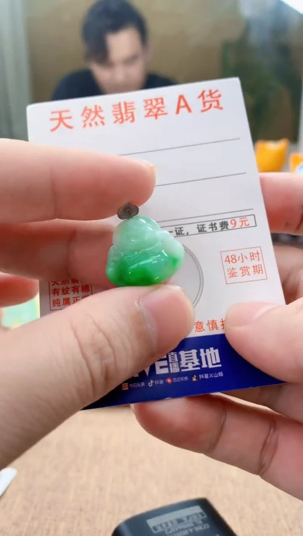 颈饰18K金镶嵌翡翠天然A货翡翠挂件