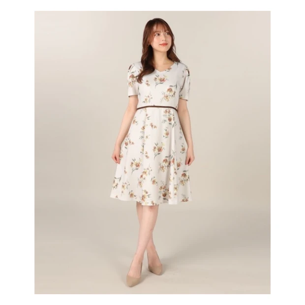 【TaKuMi】日系品牌  印花 L 印花短袖气质优雅春夏仙女连衣裙