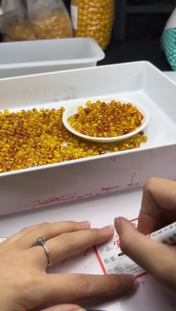蜜蜡颈饰未镶嵌w93花珀蜜蜡8mm*20颗
